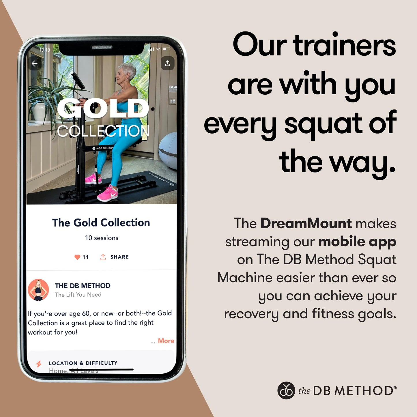 The DB Method Squat Machine, Workout Equipment for Home Gym, Exercise Leg and Glutes, Low Impact Lower Body Fitness Workouts, Training for Total-Body, Easy Setup, Foldable for Storage