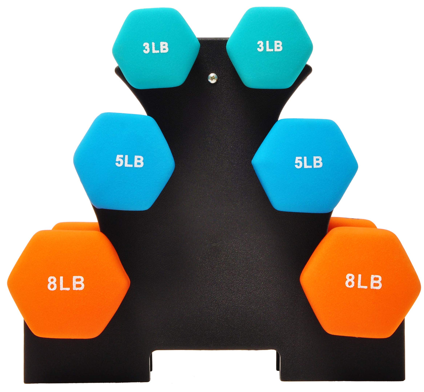 Neoprene Dumbbell Hand Weights, Anti-Slip, Anti-roll, Hex Shape Colorful, Pair or Set with Stand