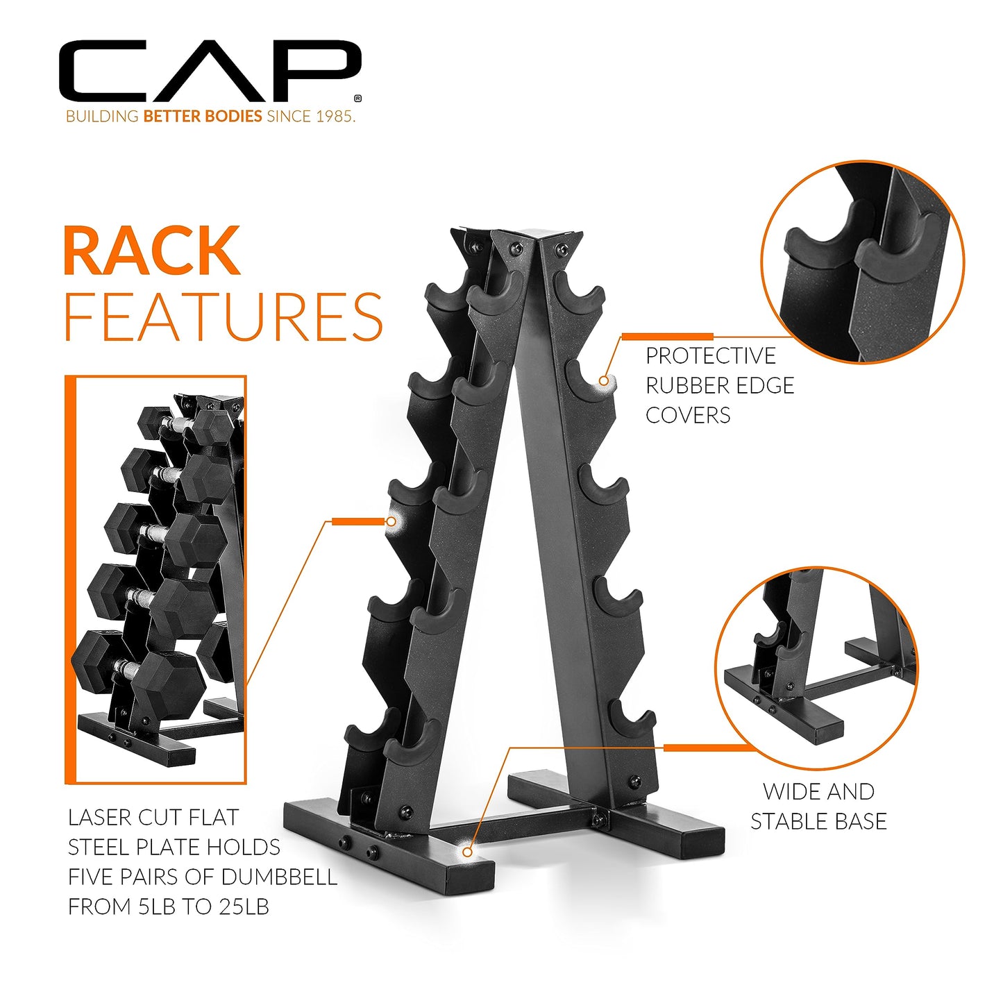 CAP Barbell Dumbbell Set with Rack | Multiple Options in 150lbs and 210lbs