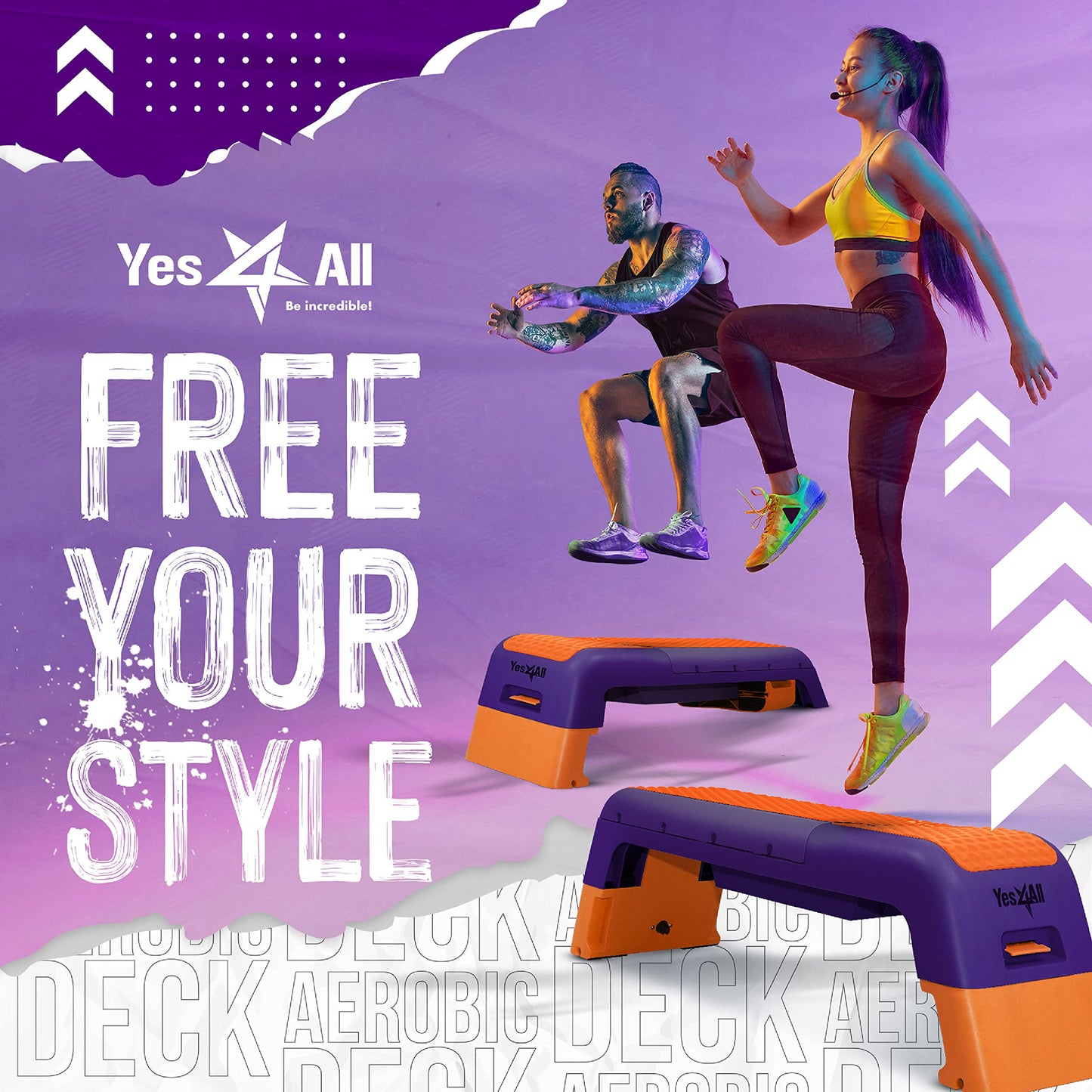 Yes4All Multifunctional Aerobic Deck - Versatile Fitness Station, Weight Bench, Aerobic Stepper, Plyometrics Box for Cardio Workouts and Strength Training