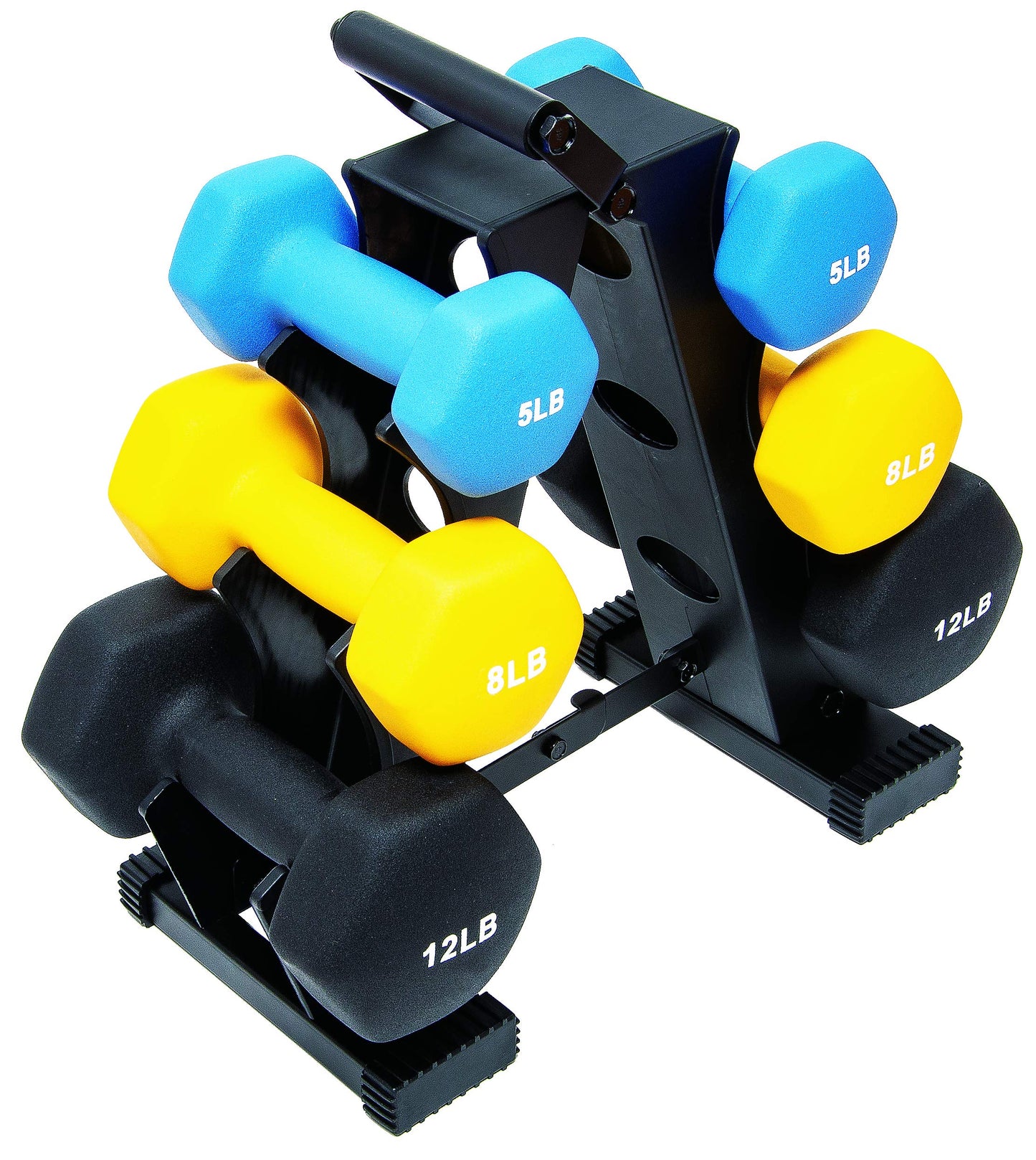 Neoprene Dumbbell Hand Weights, Anti-Slip, Anti-roll, Hex Shape Colorful, Pair or Set with Stand