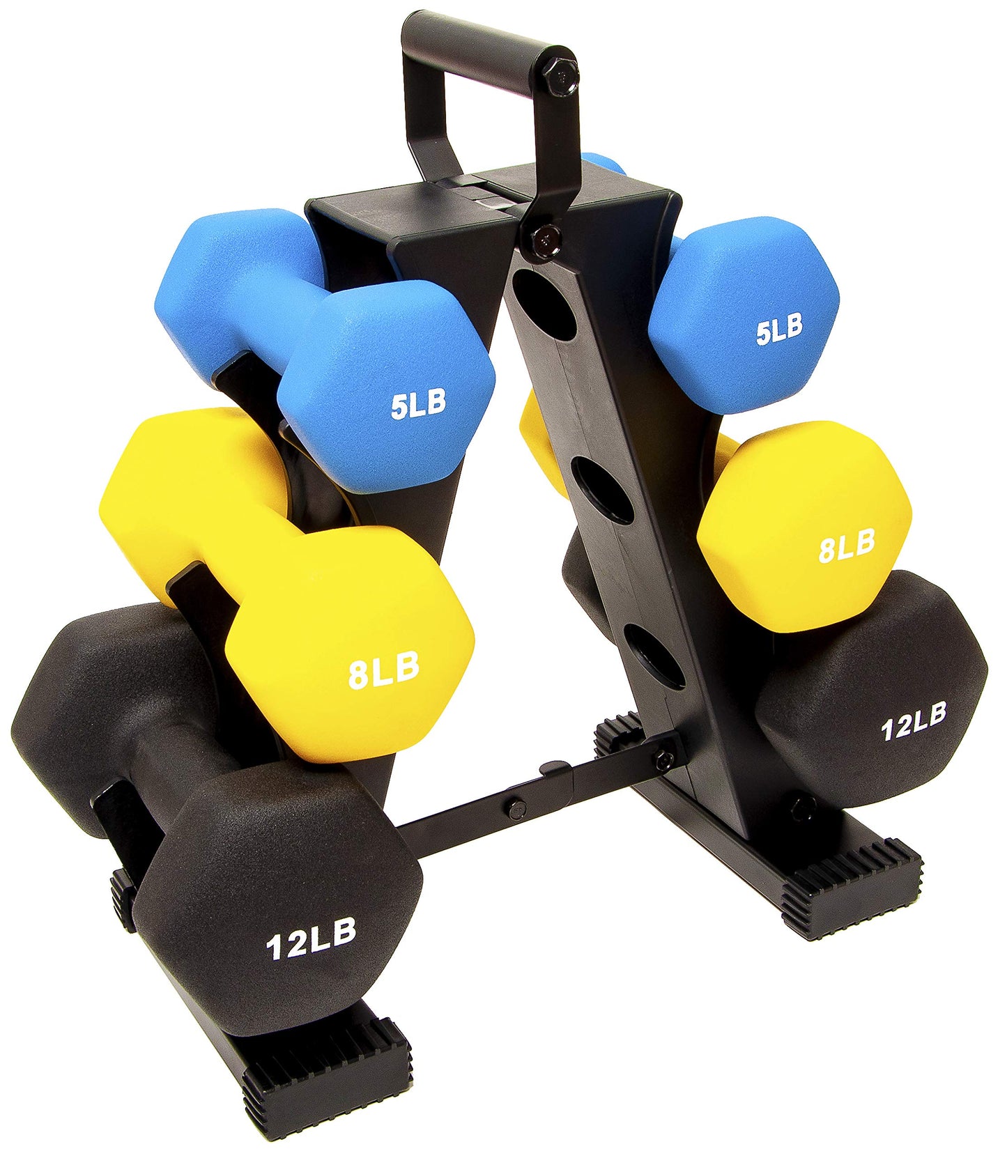 Neoprene Dumbbell Hand Weights, Anti-Slip, Anti-roll, Hex Shape Colorful, Pair or Set with Stand