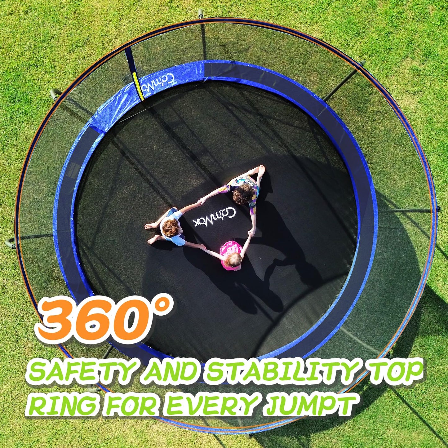 CalmMax 10FT 12FT 14FT 16FT Trampoline with Enclosure Recreational Trampolines with Ladder - ASTM Approval- Outdoor Trampoline for Kid Adults