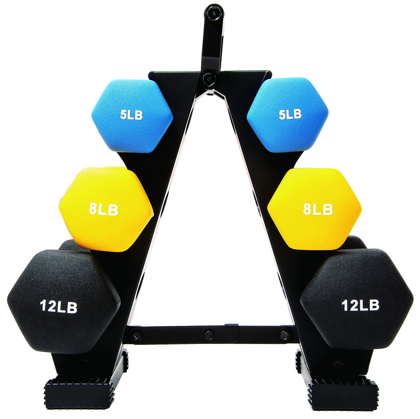 Neoprene Dumbbell Hand Weights, Anti-Slip, Anti-roll, Hex Shape Colorful, Pair or Set with Stand